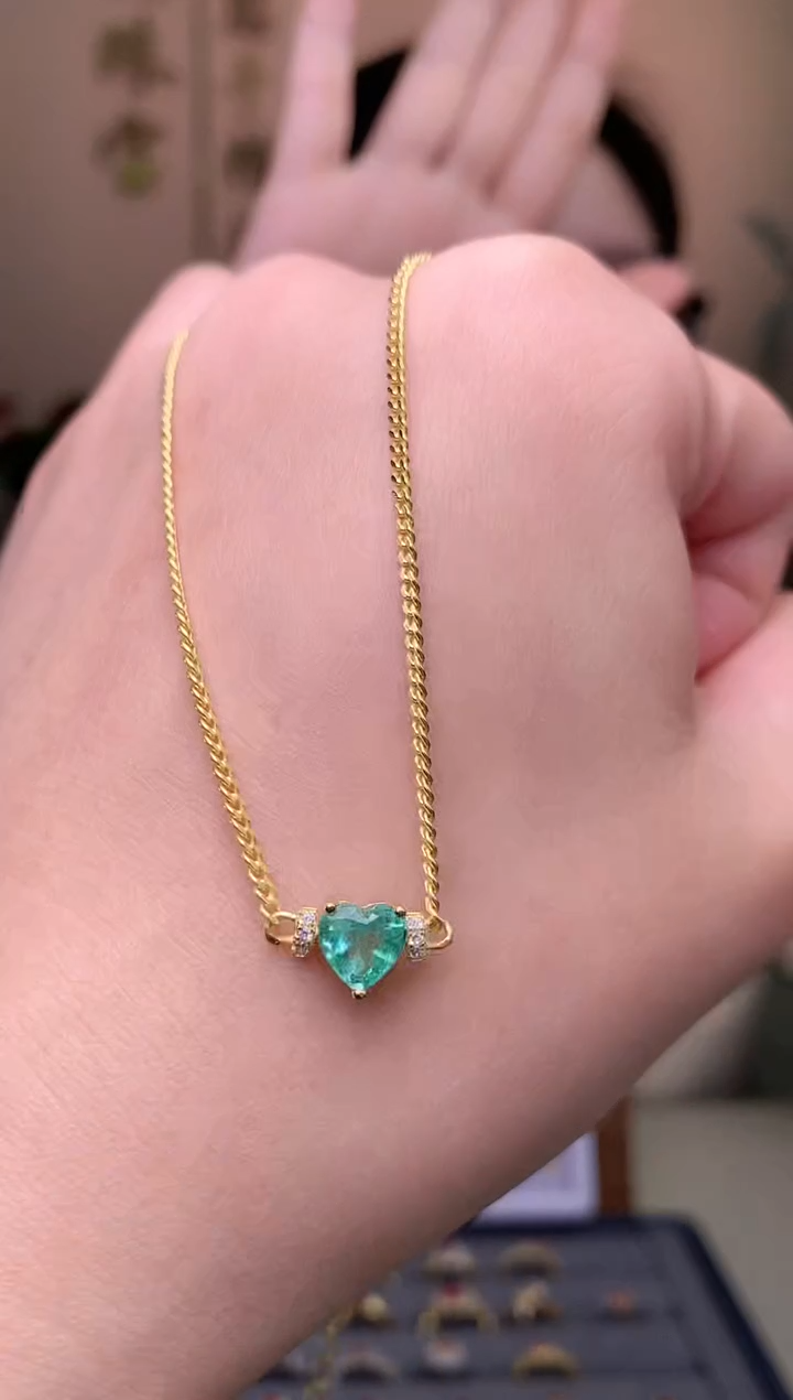 【闪购商品】祖母绿颈饰银S925镶嵌项链