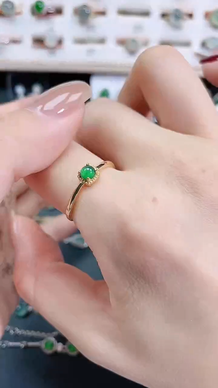 银S925镶嵌戒指翡翠天然翡翠