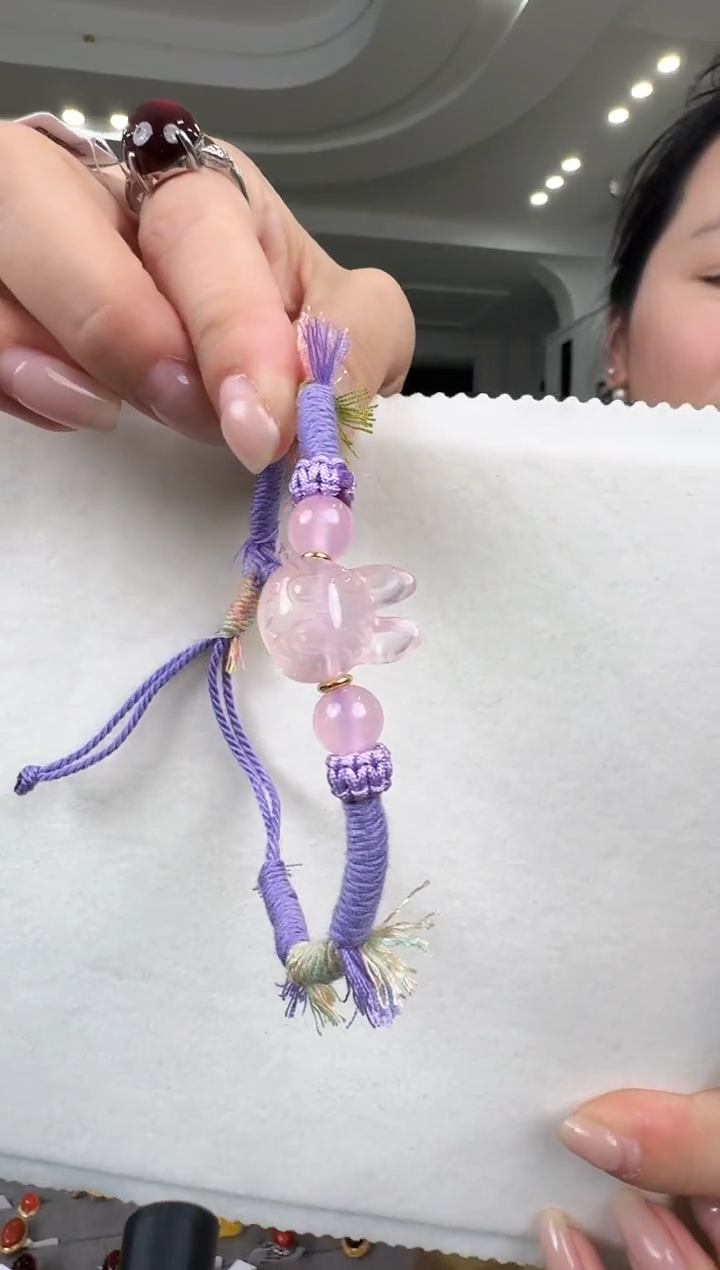 未镶嵌手绳水晶粉水晶手绳