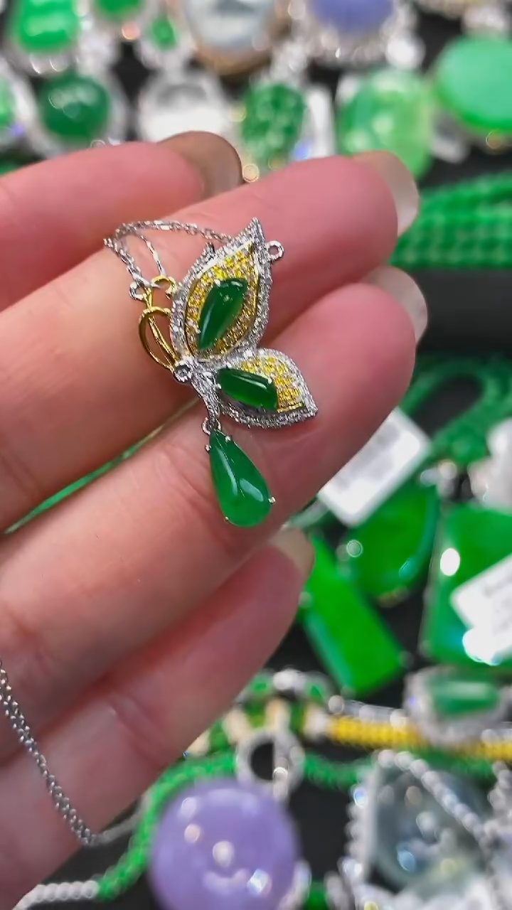 【闪购商品】翡翠耳饰18K金镶嵌项链