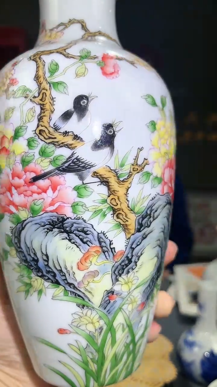 【闪购商品】官窑瓷画院752官窑瓷画院花鸟赏瓶