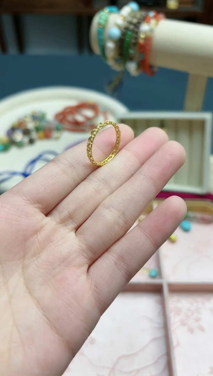 【闪购商品】18K金戒指/指环18k金14#麻花指环*1 ZX