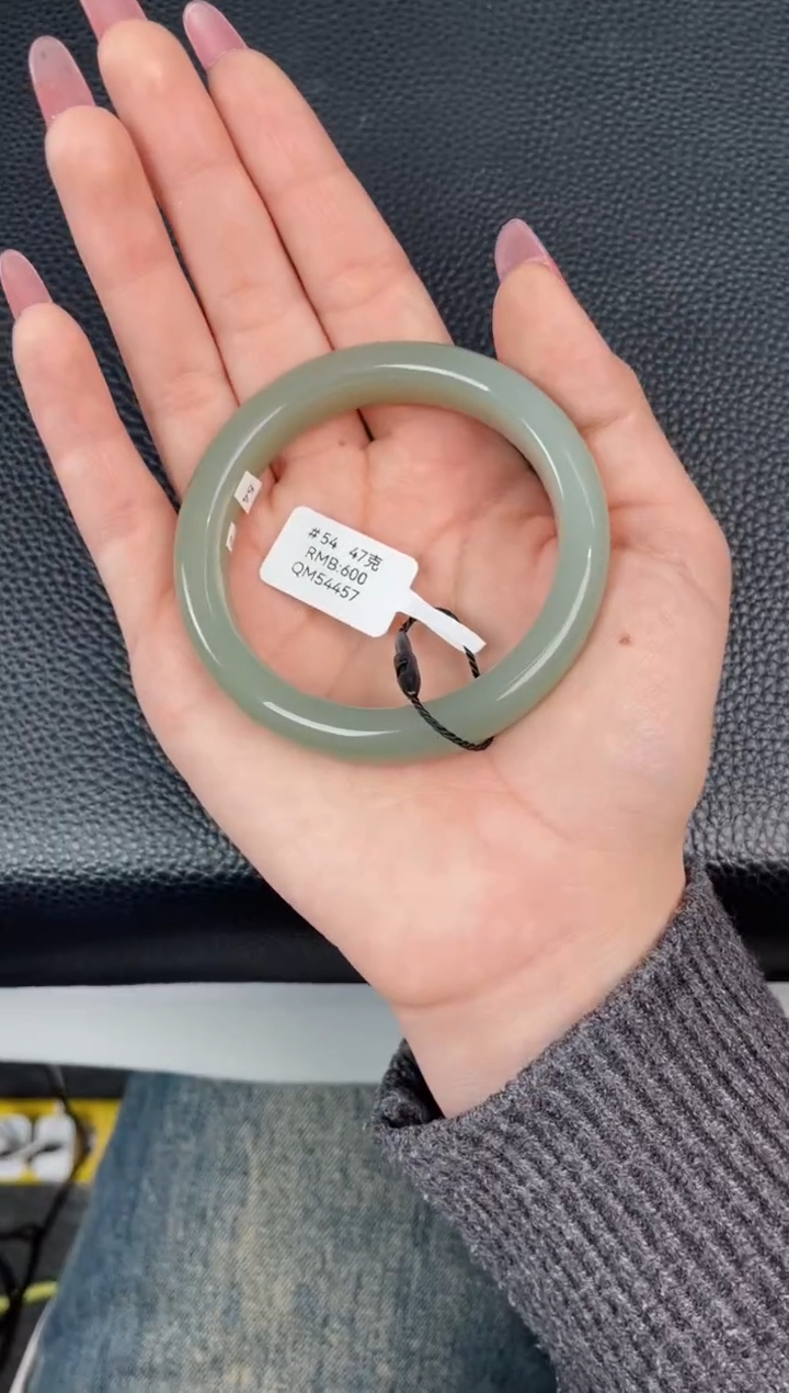 【闪购商品】和田玉手镯未镶嵌和田玉且末料青白玉手镯54圈口