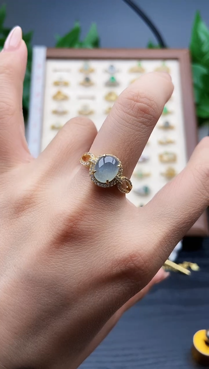 银S925镶嵌戒指翡翠12