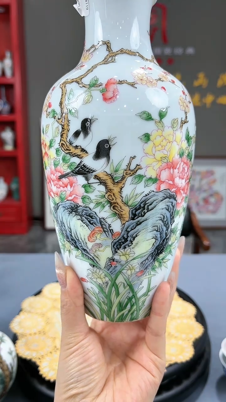 【闪购商品】官窑瓷画院905官窑瓷画院花鸟赏瓶