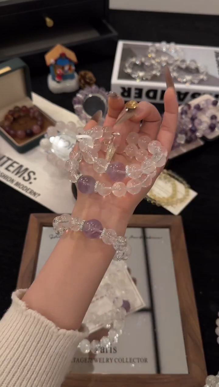 合金手链水晶碎钻紫葡萄x3567