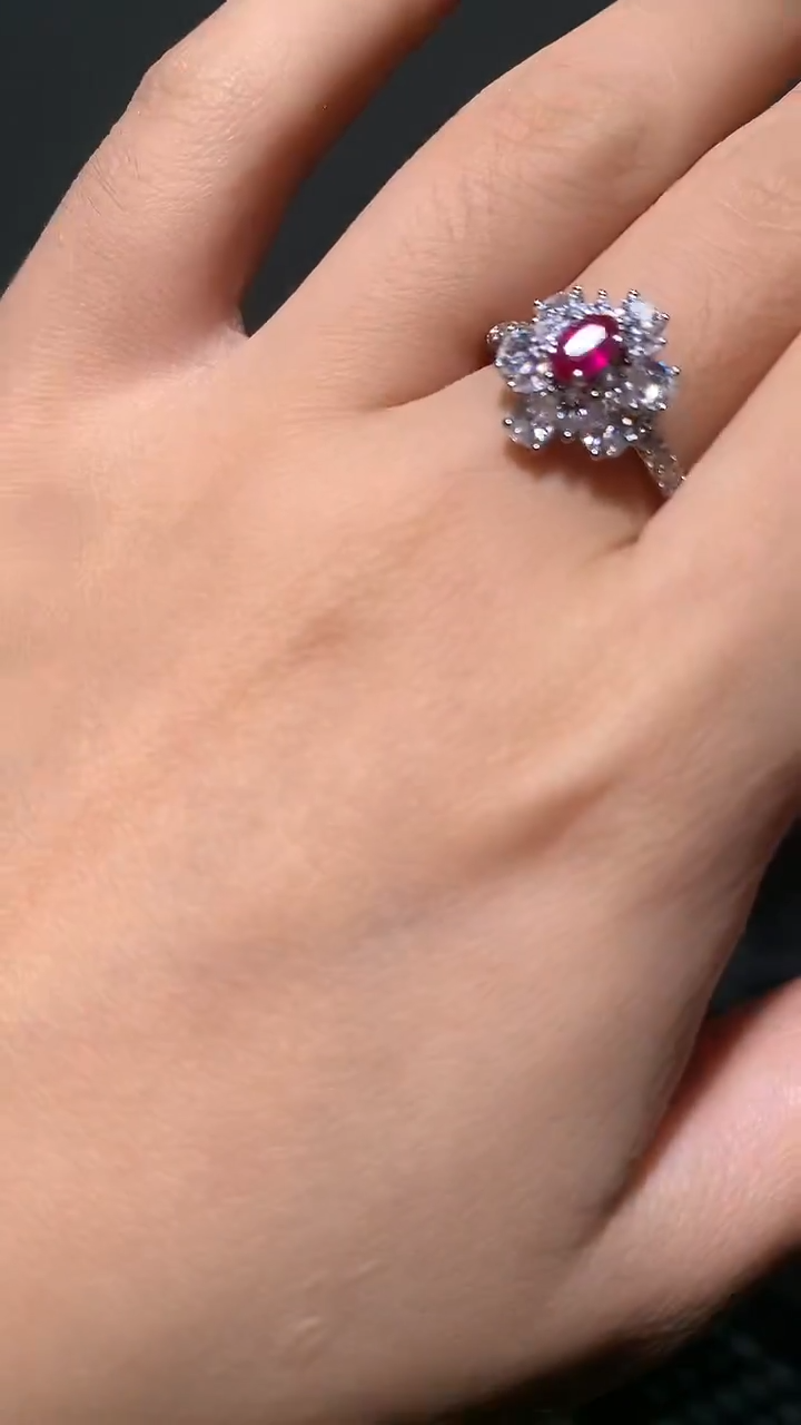 红宝石戒指银S925镶嵌【宝石世家严选】