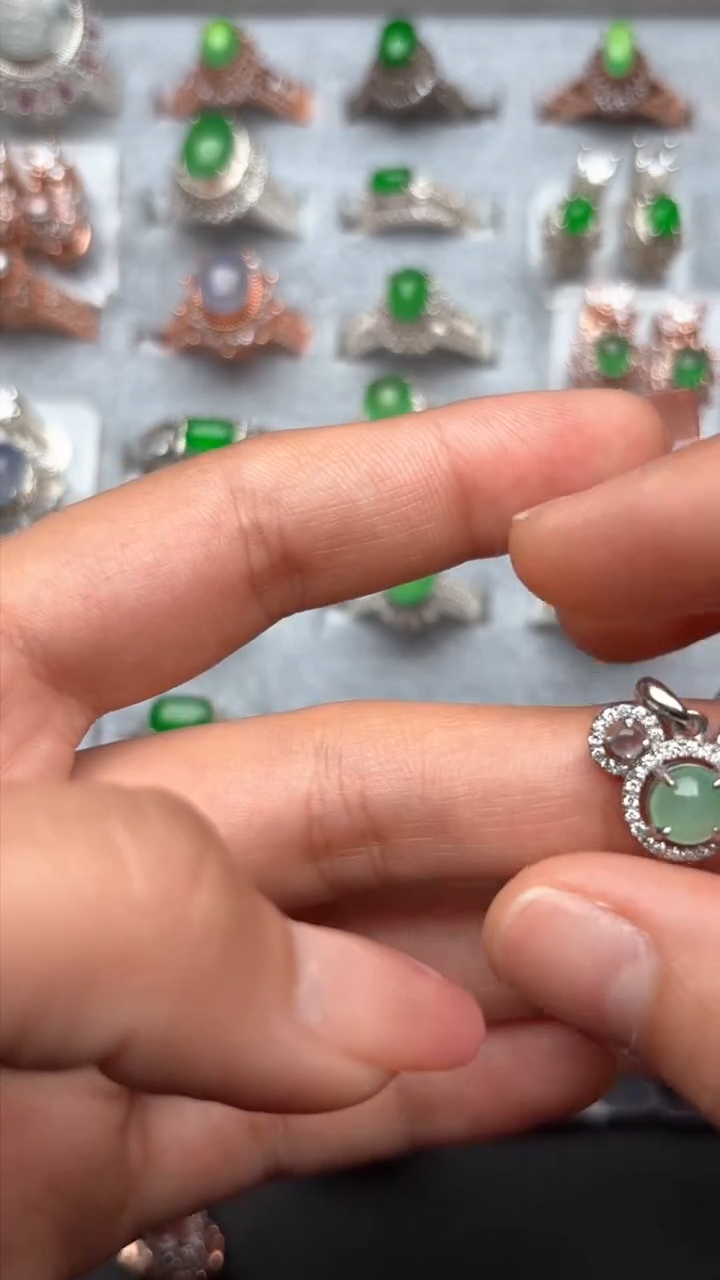 【闪购商品】翡翠戒指银S925镶嵌缅甸A货翡翠S925银镶嵌