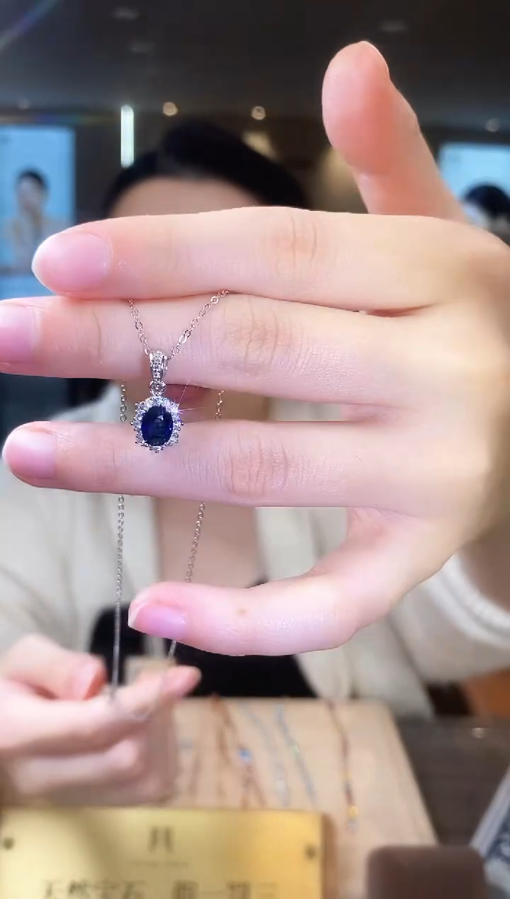 【闪购商品】蓝宝石项链银S925镶嵌09