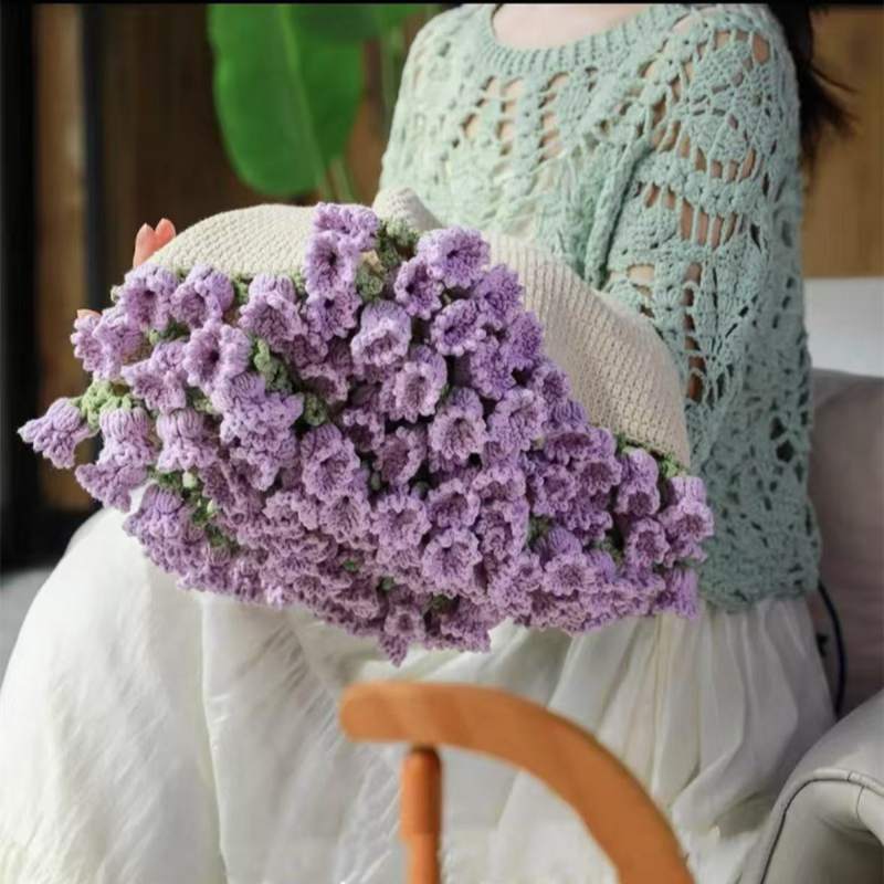 （现货）玫瑰花束毯子编织教程手工编织diy材料玫瑰花毯子diy材料包
