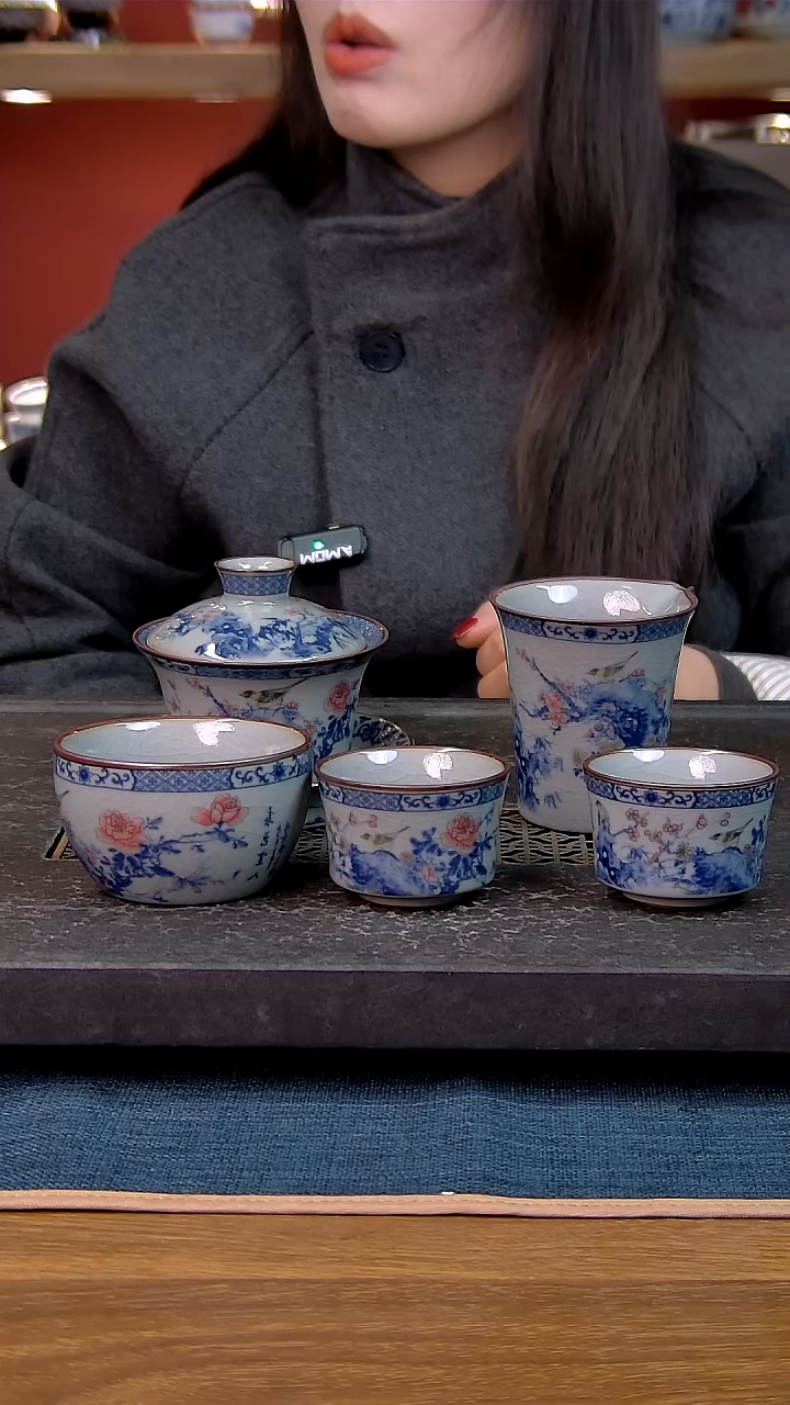 简装家用款5件套 老陶泥开片纹陶瓷茶具