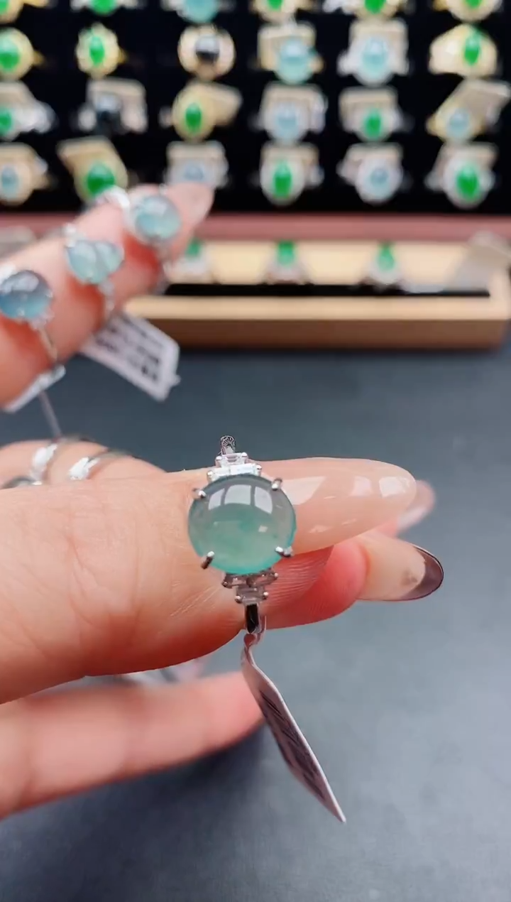 银S925镶嵌戒指翡翠1