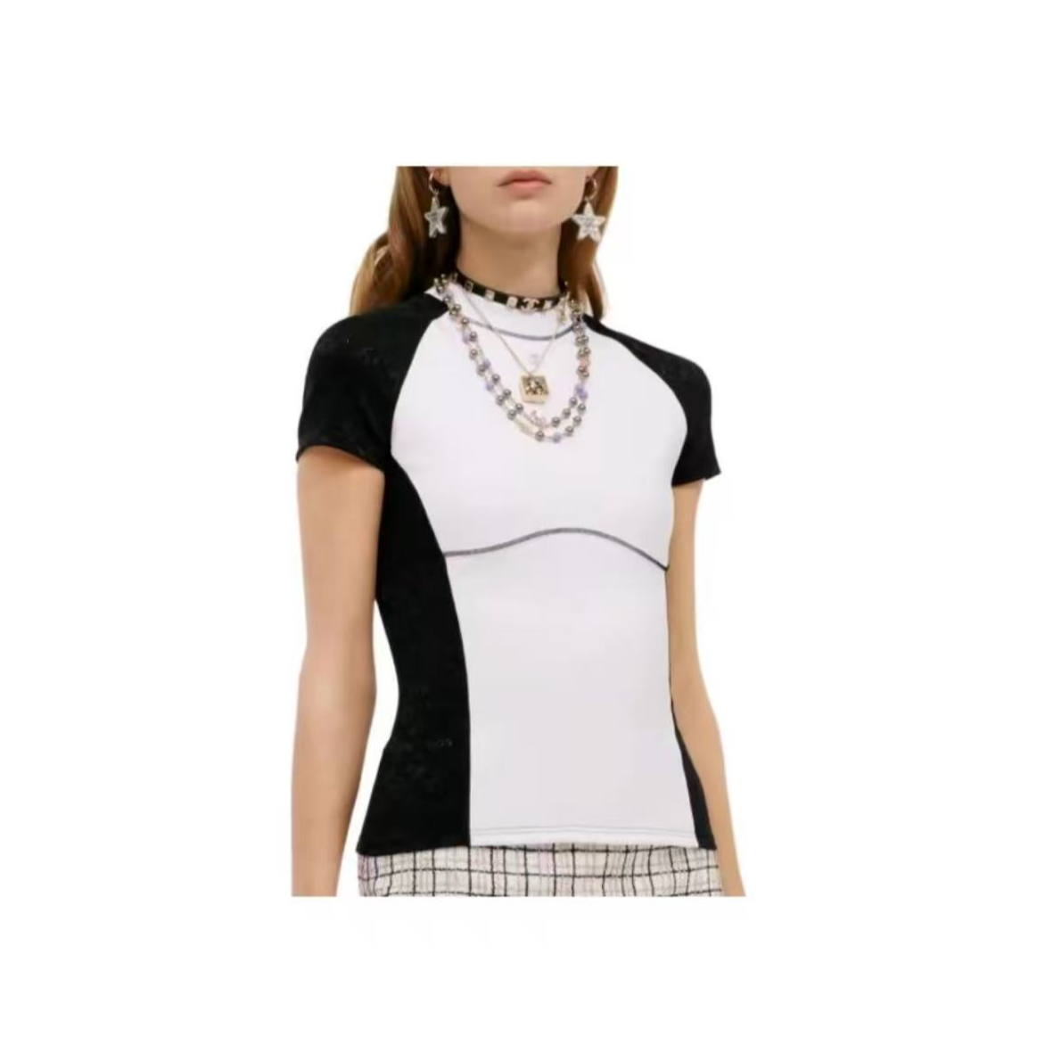 99新 Chanel/香奈儿 24C早春Jennie同款黑白T恤 34/36码