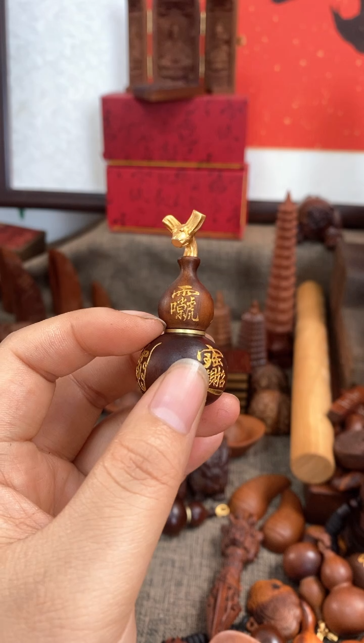 【闪购商品】木枣木描金开口葫芦一物一拍小歪