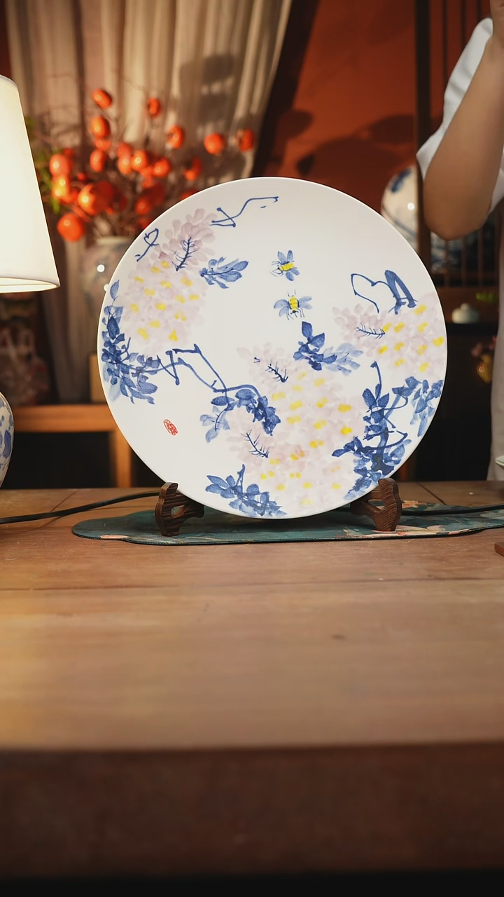 瓶景德镇手绘陶瓷花瓶摆件（高度，口径）手工陶瓷