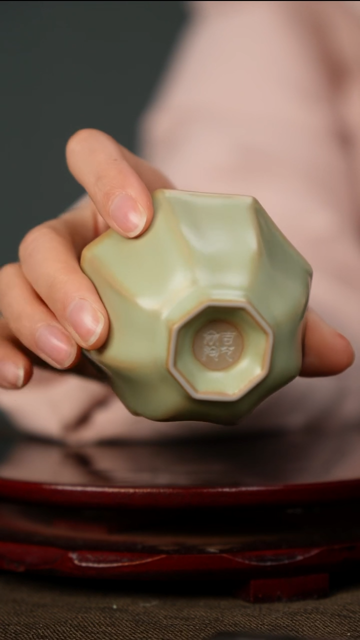 全品 粉青 八方杯  