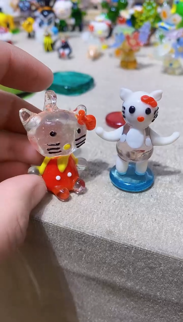 琉璃手工艺品小猫2个