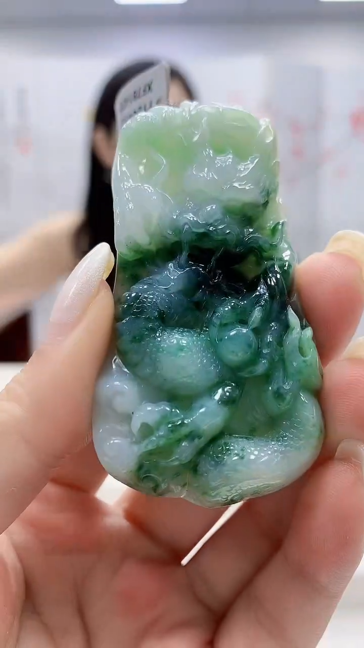 定制翡翠未镶嵌0405ms-毛货137龙牌