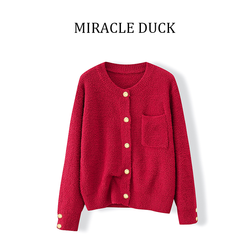 6号【】春秋冬宽松时尚百搭柔软圆领厚款针织开衫C1929