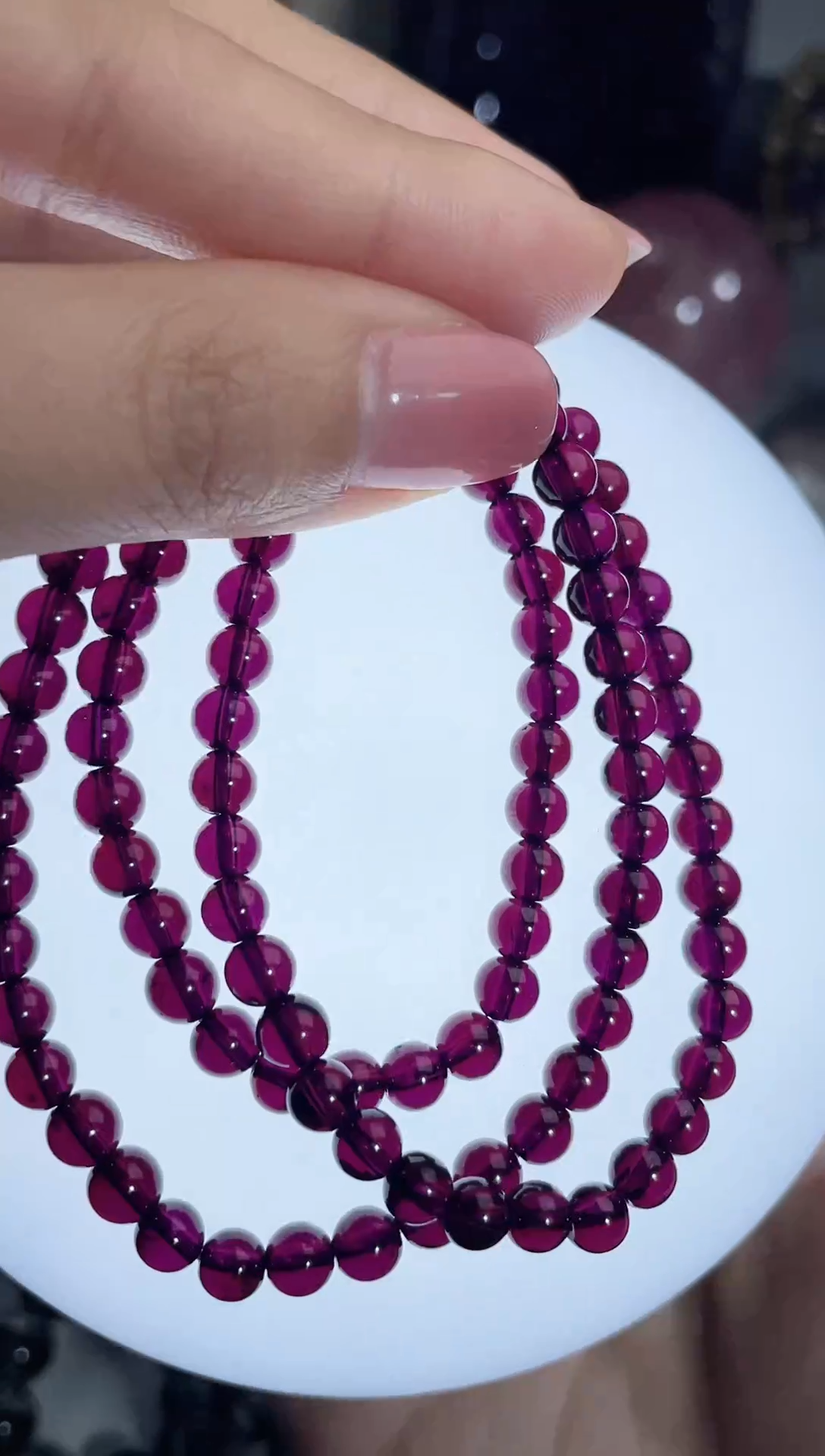 【闪购商品】石榴石（紫牙乌）手链未镶嵌5-6mm天然紫牙乌石榴石多圈