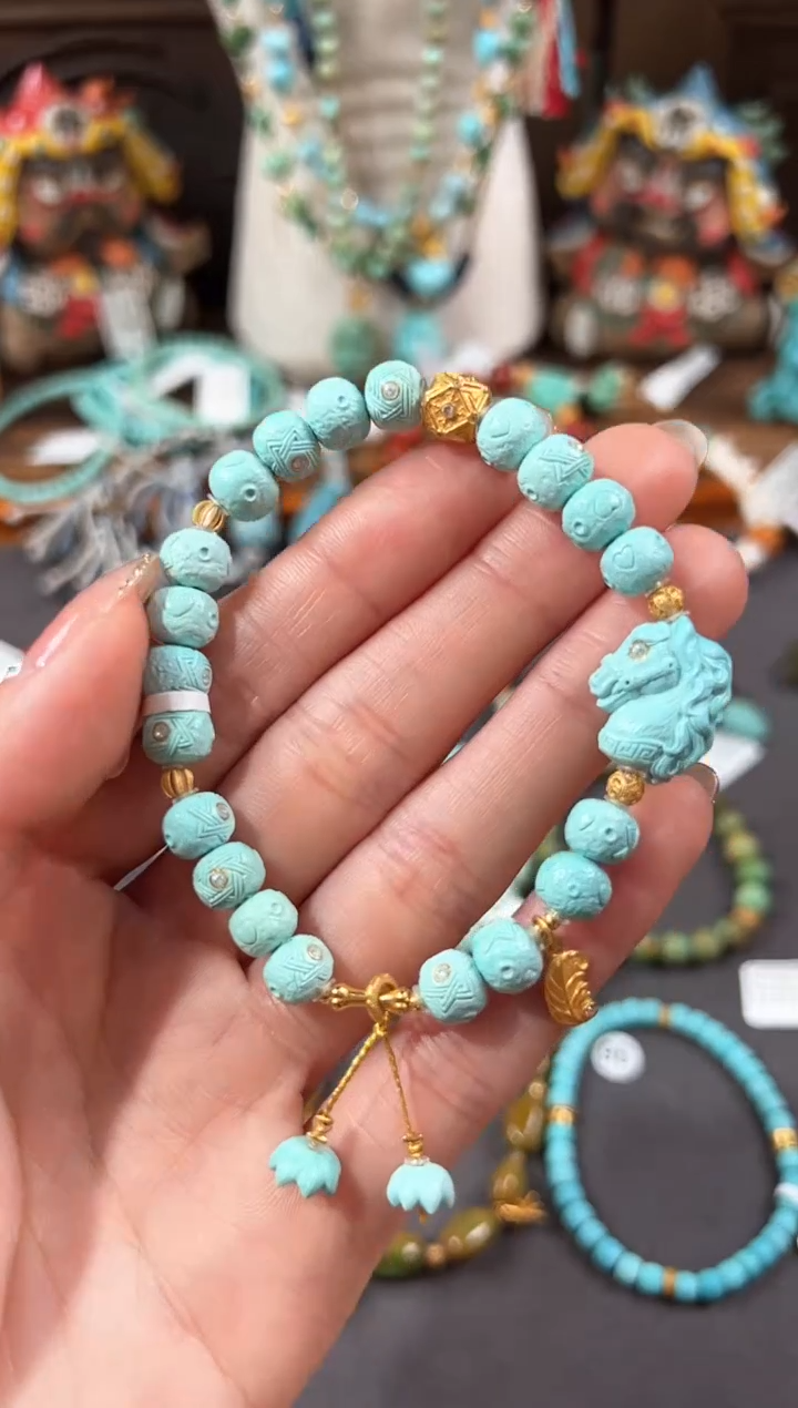 【闪购商品】绿松石手链18K金镶嵌绿松石手链