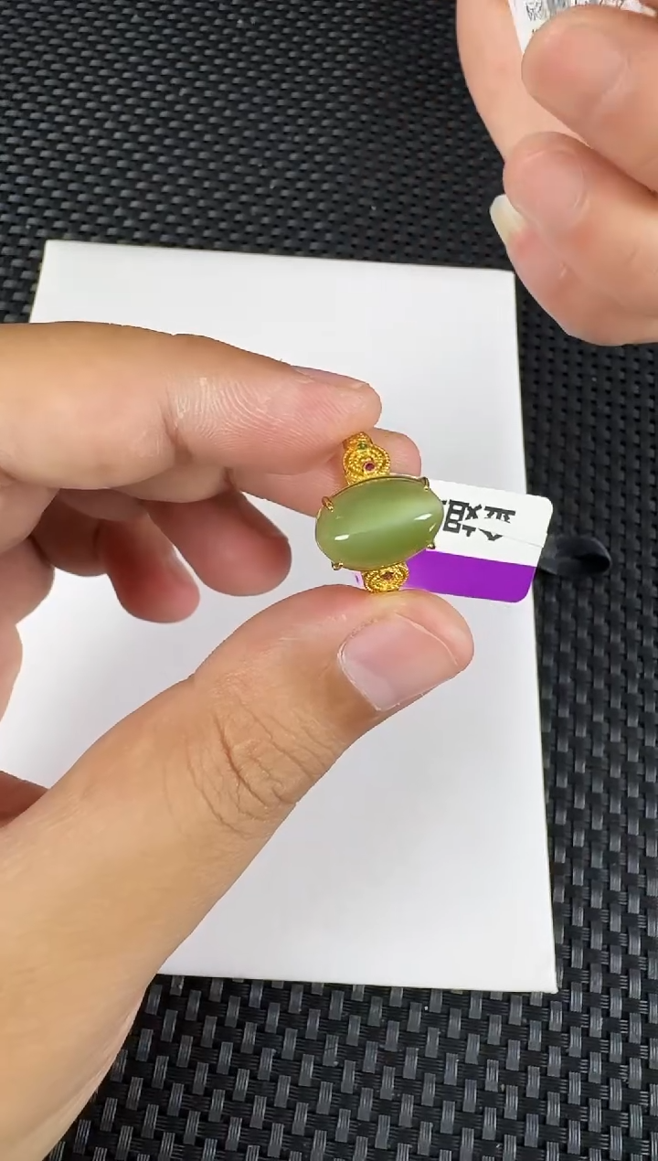 【闪购商品】和田玉（碧玉）戒指银S925镶嵌1