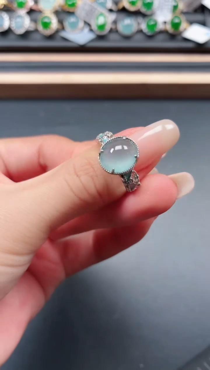 银S925镶嵌戒指翡翠1