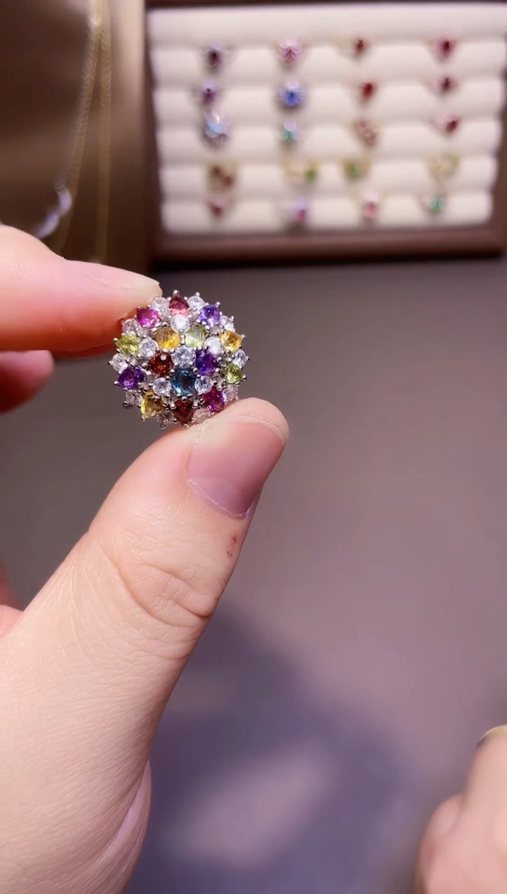 【闪购商品】水晶戒指银S925镶嵌一枚