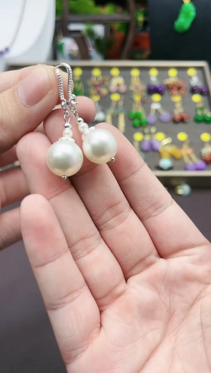 【闪购商品】拼合珍珠（马贝珠）耳饰银S925镶嵌218000