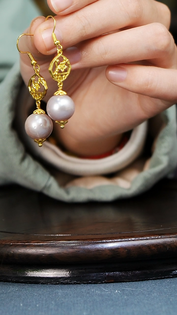 【闪购商品】铜文山居K粉珍珠耳环