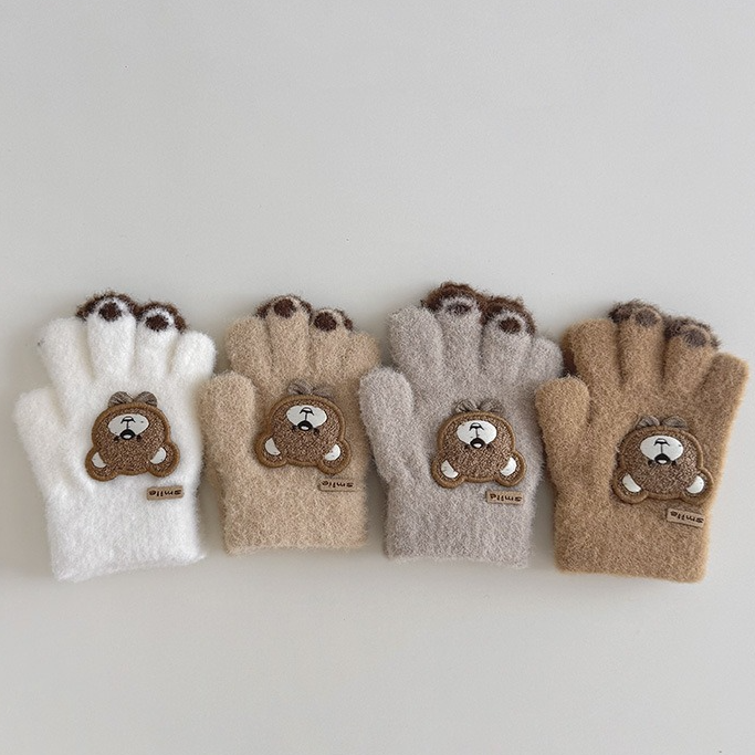 宝宝手套冬1-3岁男童秋冬儿童手套保暖五指婴儿加绒加厚针织防寒