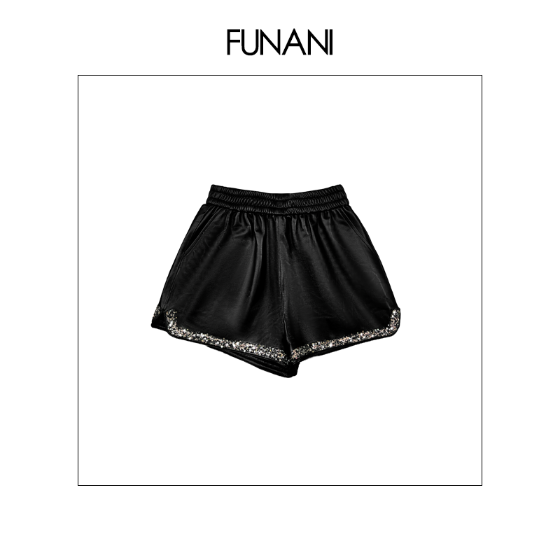 【FUNANI】百搭显瘦气质时尚休闲黑色宽松2025女装洋气短裤X2530363