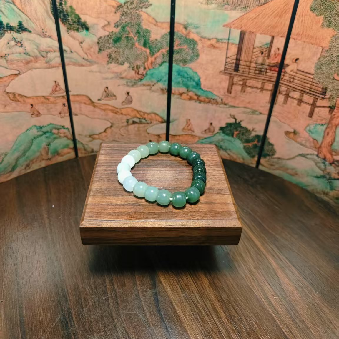 Z和田玉渐变桶珠手串（卡10）2198