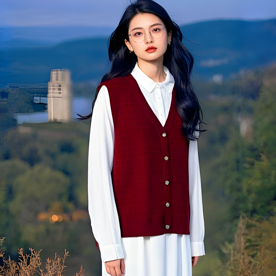 青衫渡定制（开衫）大版大码秋冬V领针织开衫马甲休闲百搭宽松宽松