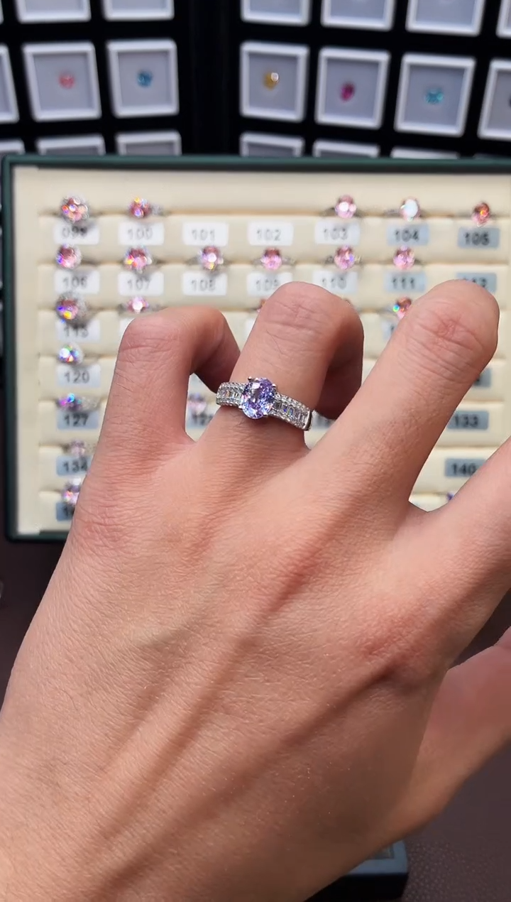 戒指彩色蓝宝石银S925镶嵌11