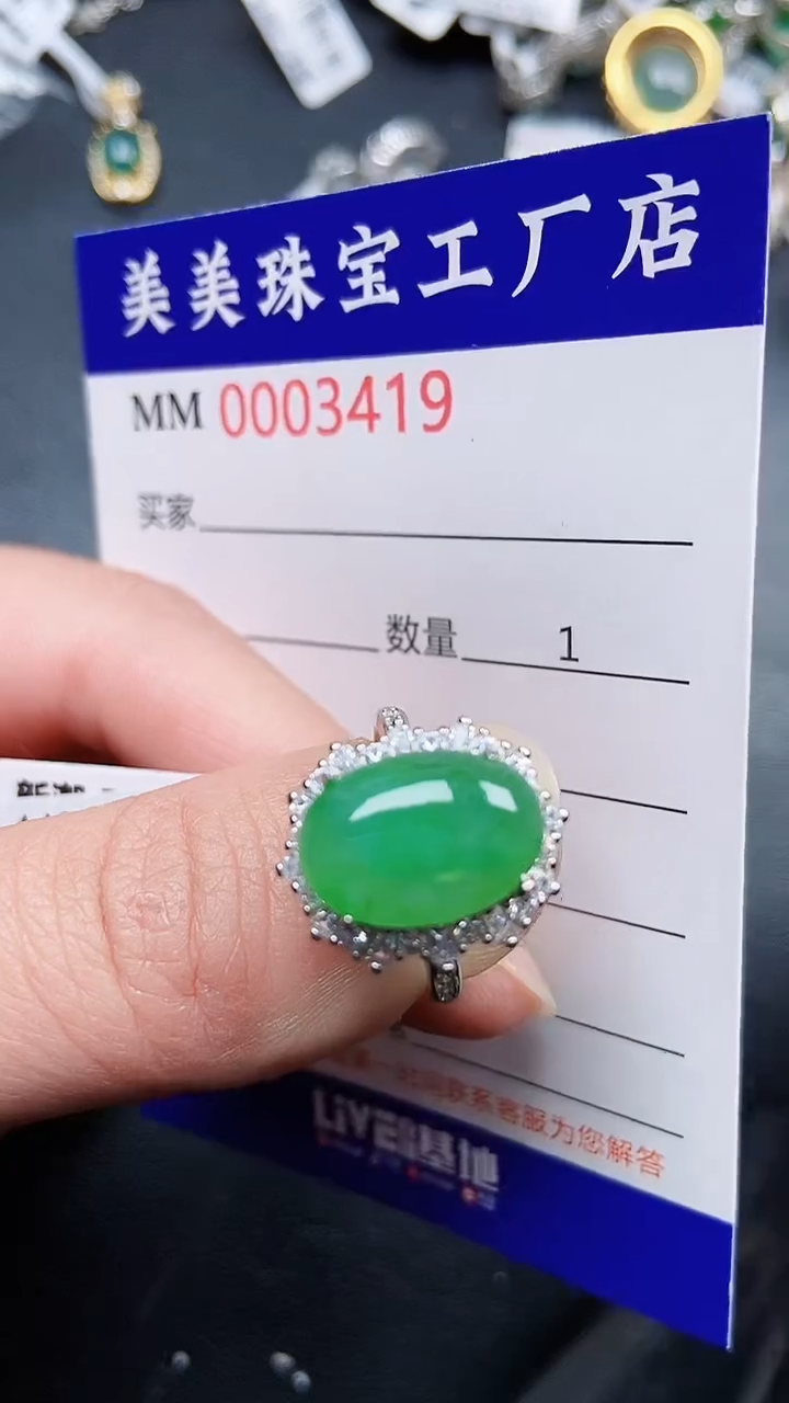 颈饰银S925镶嵌翡翠3419