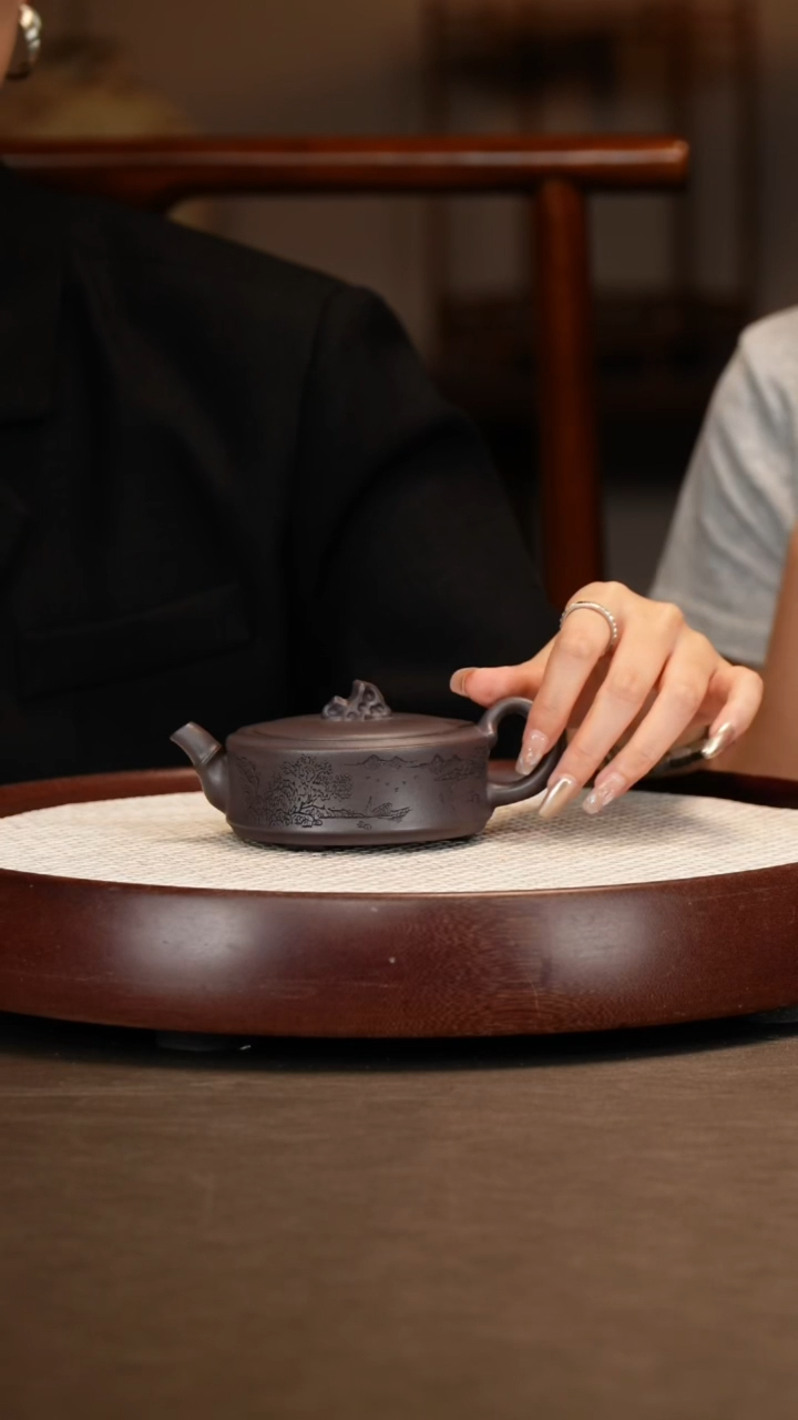 茶壶紫砂【李霓】 太湖石竹韵 老天青150c+竹画