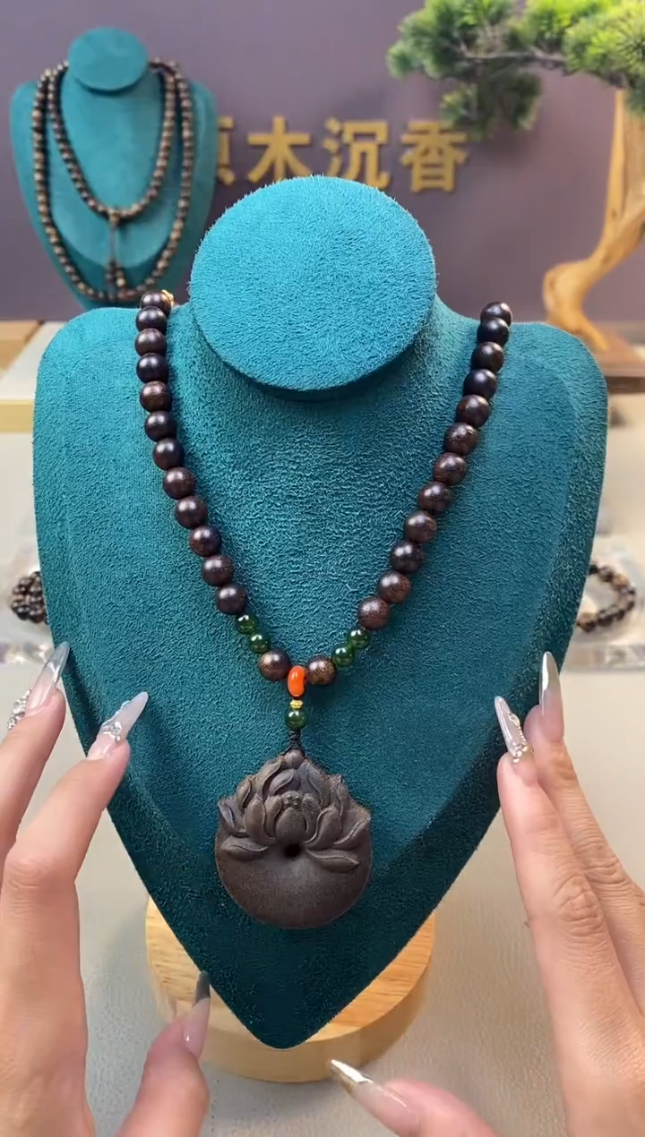 【闪购商品】沉香手串Z黄棋玉化瘤疤08+白棋平安扣沉香木雕刻