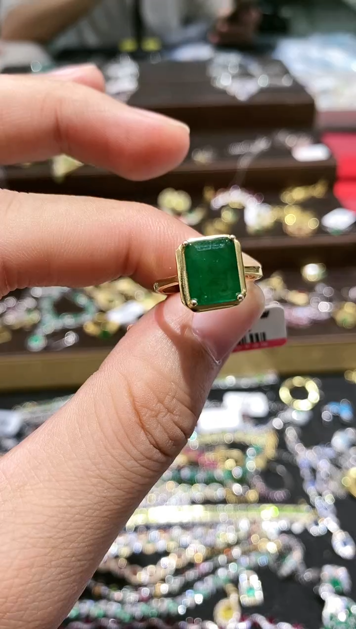 【闪购商品】祖母绿戒指银S925镶嵌戒指