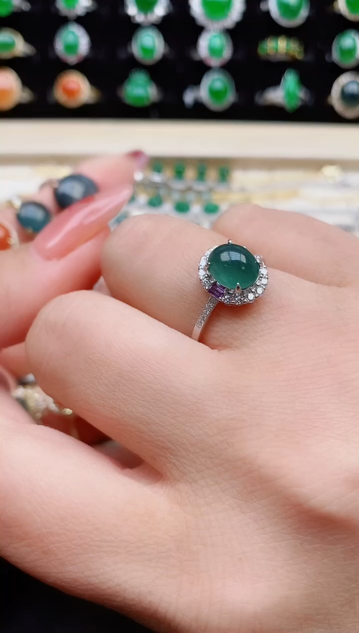 【闪购商品】翡翠戒指银S925镶嵌32121