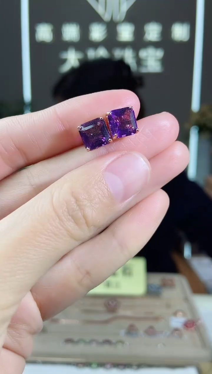 【闪购商品】紫晶耳饰银S925镶嵌耳饰