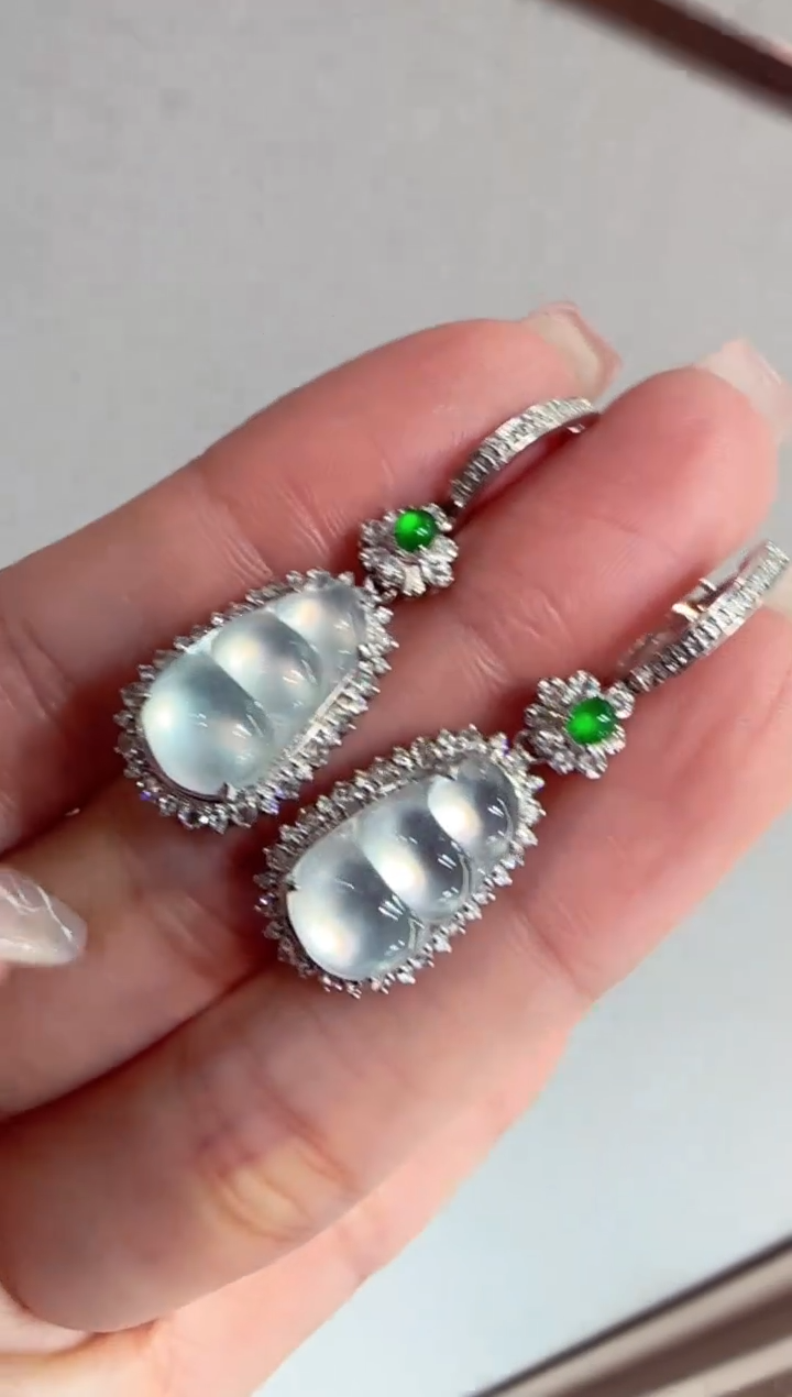 【闪购商品】翡翠耳饰18K金镶嵌耳坠