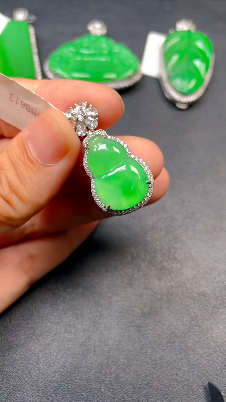 吊坠(不含链)银S925镶嵌翡翠吊坠