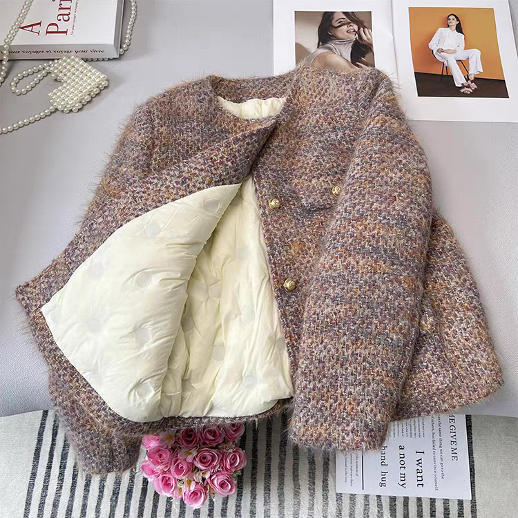 【当天发+运费险】短款渐变小香风充绒保暖冬季新款高级感外套P2436