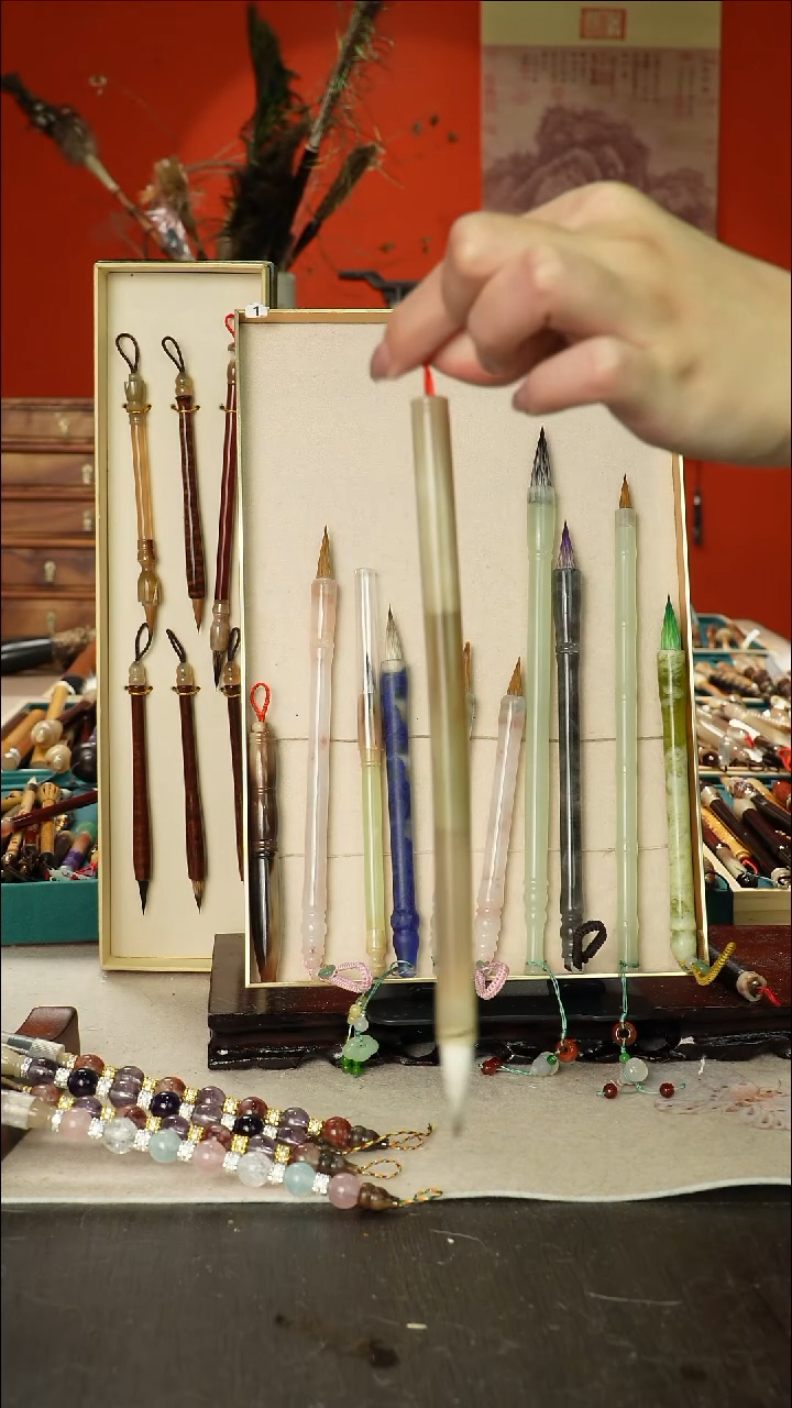 500号闪孤品高货毛笔链接 清水试笔 蘸墨不退