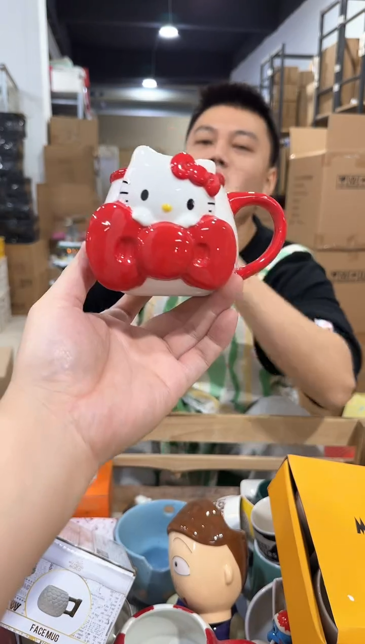 瓷片kt猫大蝴蝶结水杯