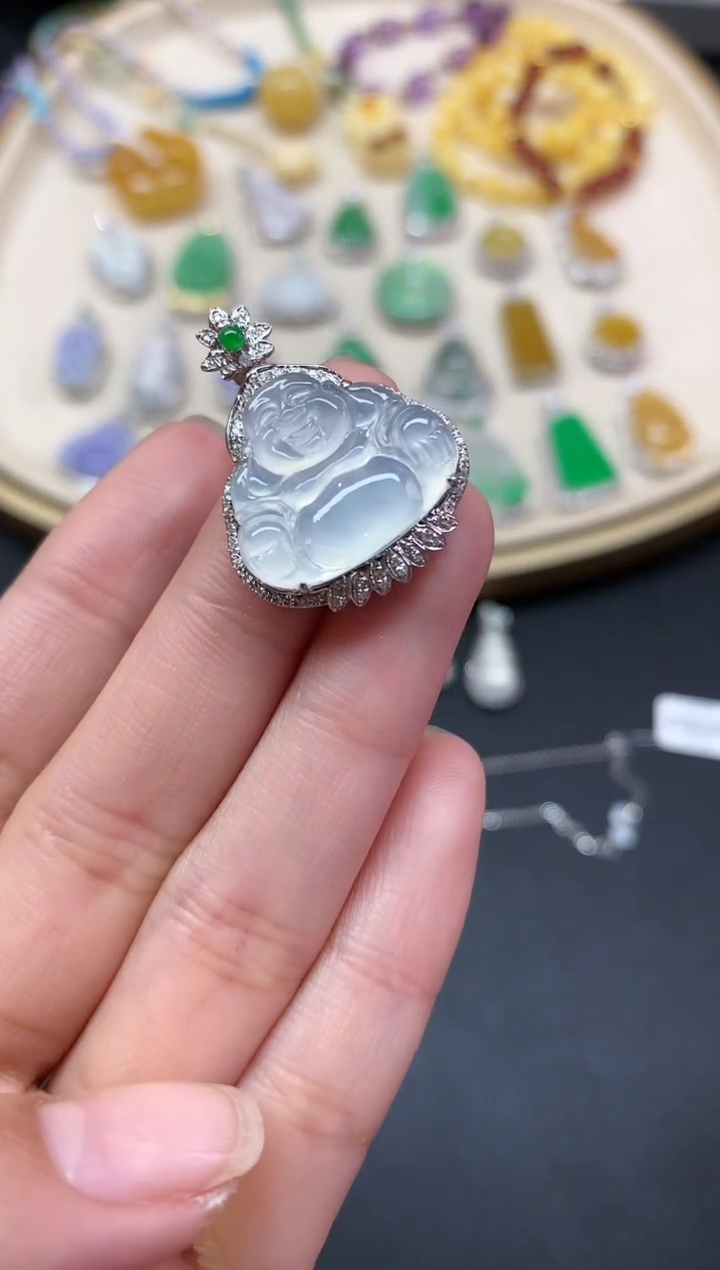 【闪购商品】翡翠吊坠(不含链)18K金镶嵌吊坠A508|4999