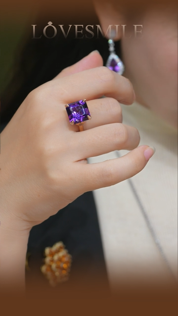 18K金镶嵌戒指紫晶016