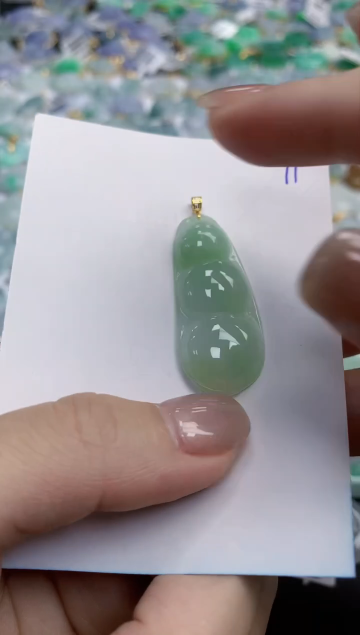 【闪购商品】翡翠颈饰18K金镶嵌天然缅甸翡翠A货