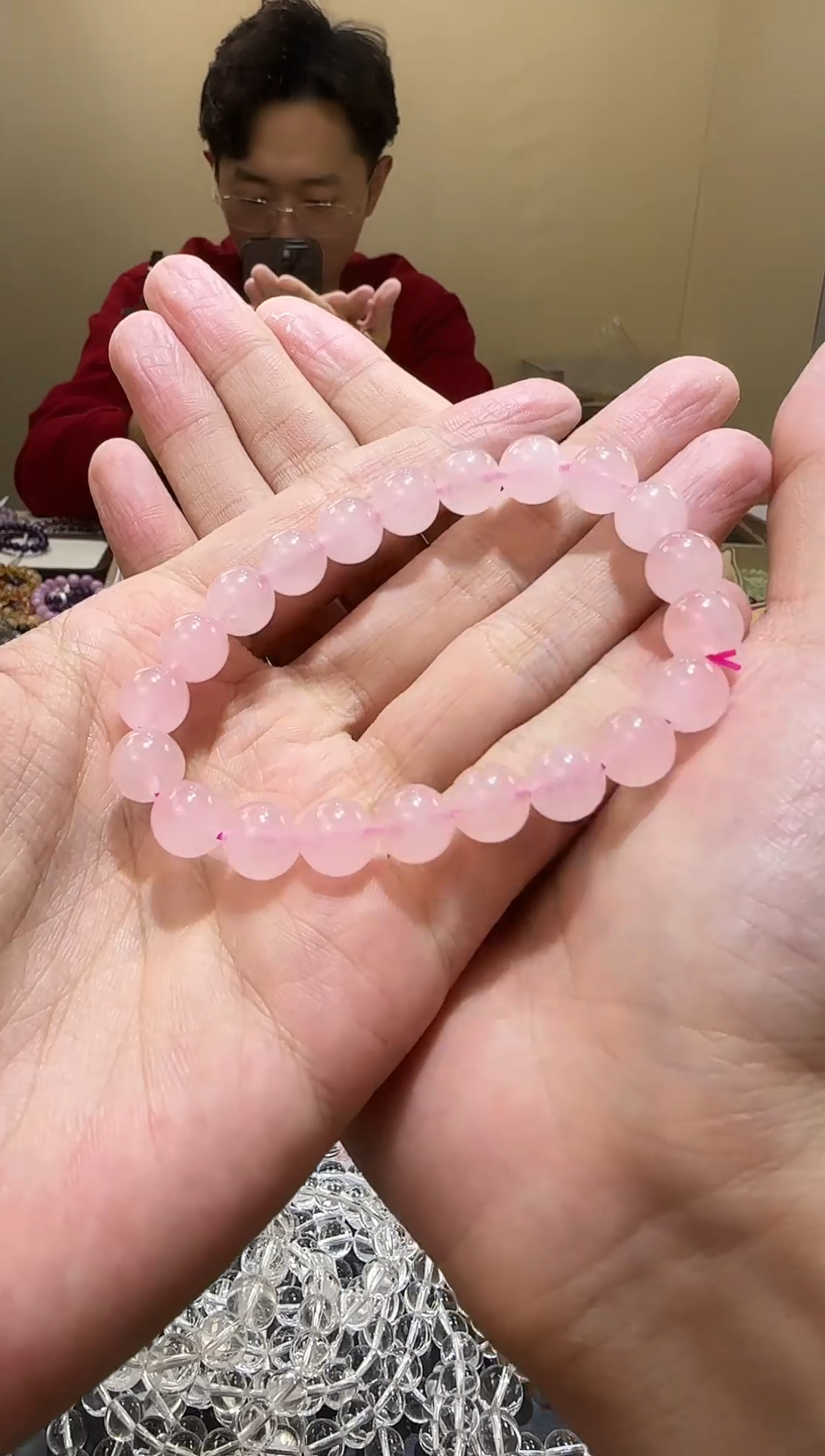 【闪购商品】芙蓉石手链未镶嵌马粉9